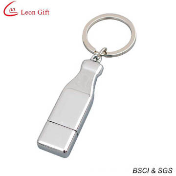 Llavero USB con logotipo láser en forma de botella personalizada al por mayor (LM1340)